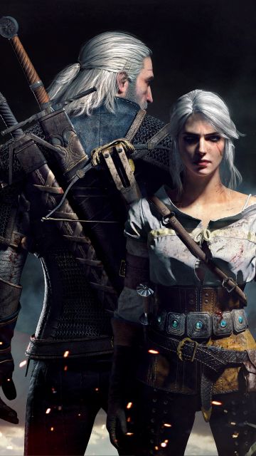 The Witcher 3 Wild Hunt, 8K, Geralt of Rivia, Ciri, Game Art