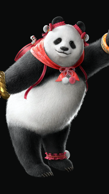 Panda, Tekken 8, 5K, Black background, AMOLED