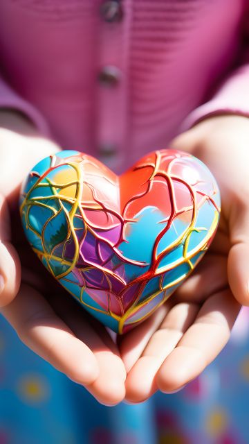 3D Art, Love heart, Valentine, Palm, Hands together