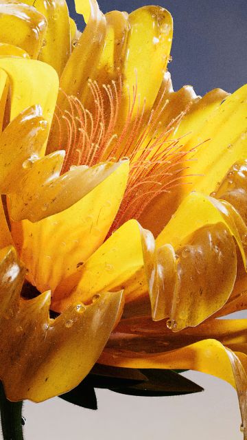 Vibrant, Yellow flower, Macro, AI art, 5K, Digital flower