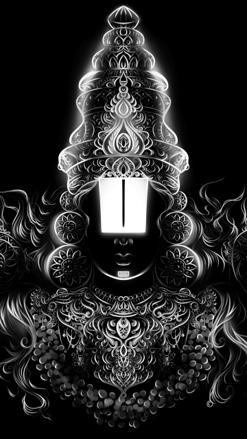 Venkateshwara Swamy, Hindu God, Hinduism, Tirupati Balaji, Srinivasa, 5K, 8K, Black and White, Monochrome