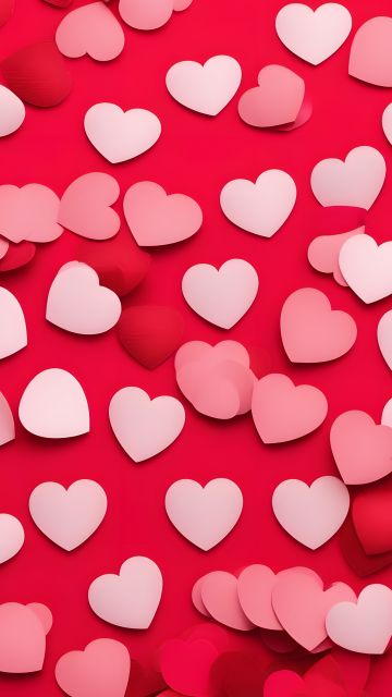 Red hearts, Red background, Red aesthetic, Love hearts, White heart, Valentine's Day