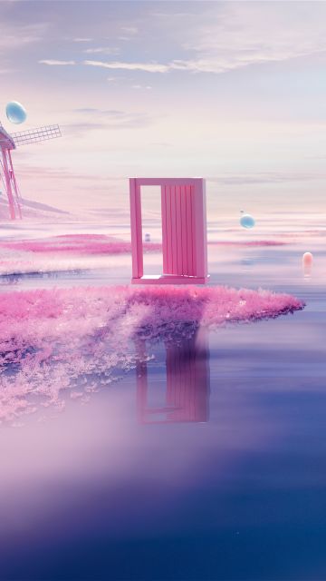 Pink aesthetic, Outdoor, Surrealism, River, Landscape