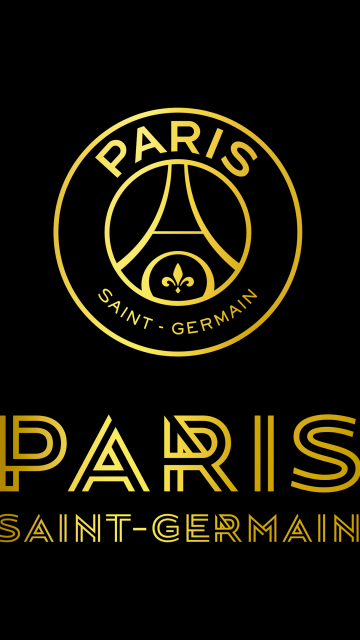 Paris Saint-Germain, Black background, Logo, Golden letters, Football team