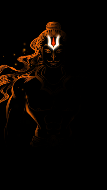 Lord Hanuman, Black background, Hindu God, Illustration, Digital Art, Anjaneya, Jai Shri Ram, Bajrangbali
