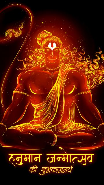 Lord Hanuman, 8K, Anjaneya, Jai Shri Ram, Glowing, Bajrangbali, Hindu God, 5K, Black background