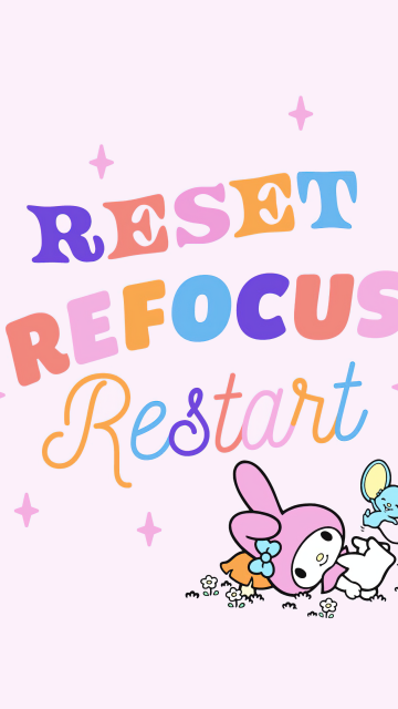 Reset, Restart, Focus, My Melody, Sanrio, Pastel pink, 5K