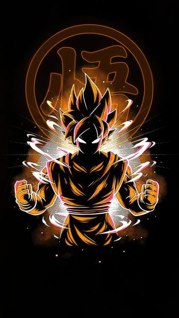 Son Goku, Dragon Ball Super, Black background, AMOLED