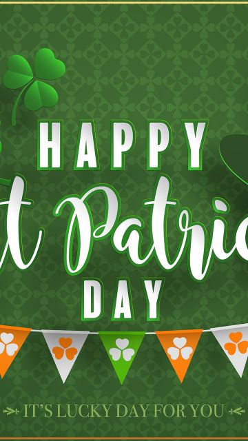 St. Patrick's Day, Decoration, Illustration, Green background, Leprechaun cap, Irish, Garland