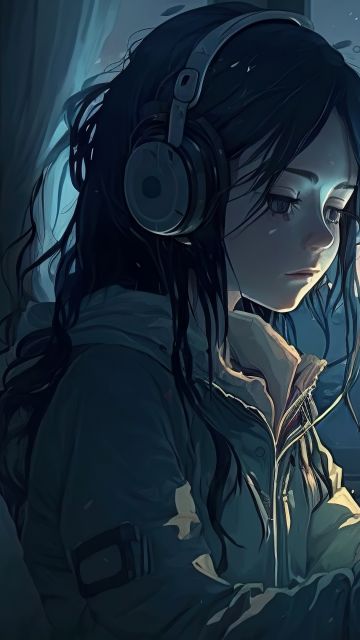 Lofi girl, Sad mood, Alone, Listening music