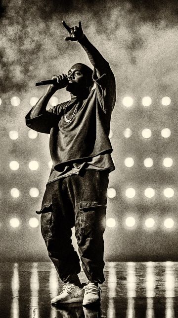 Kanye West, 5K, Live concert, Sepia background, American rapper