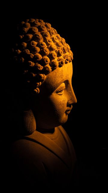 Gautama Buddha, Statue, Lord Buddha, Black background, 5K, Buddhism, Spiritual