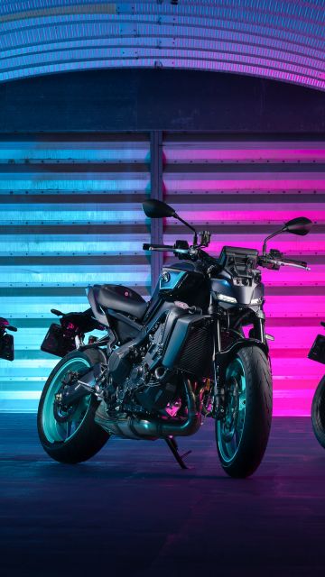 Yamaha MT-09, 2024, 5K, Neon Lights, Naked bikes
