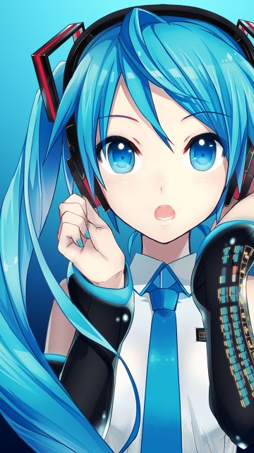 Hatsune Miku, Listening music, Headphones, Japanese girl, Anime girl, Blue aesthetic