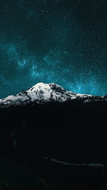 Mount Rainier, Night sky, Starry sky, Milky Way, 5K, Mount Rainier National Park