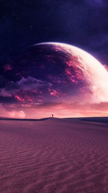 Dreamy, Desert, Planet, Surrealism, 5K, Dune, Stars in sky