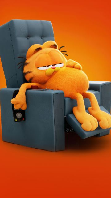 The Garfield Movie, Animation movies, Orange background, 2024 Movies