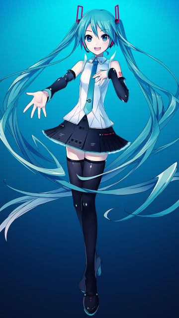 Hatsune Miku, Deep blue, Japanese girl, Anime girl