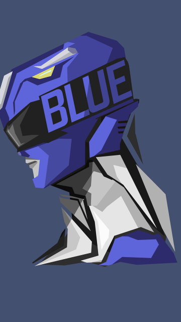 Blue Ranger, Power Rangers, Blue background, Minimal art, 5K, 8K