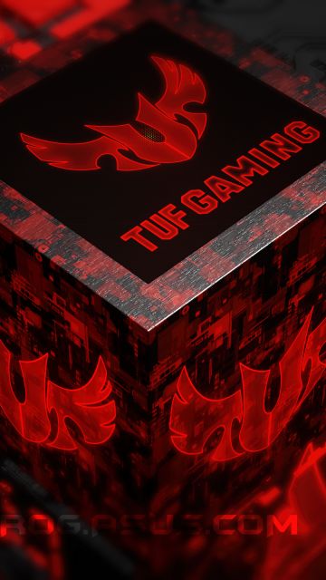 ASUS TUF Gaming, 3D cube, 3D background, Red abstract, Futuristic