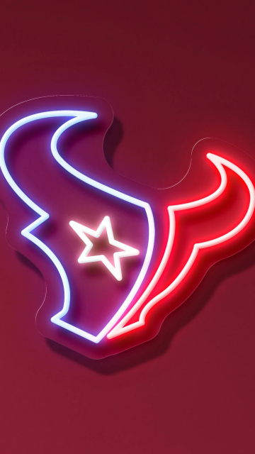 Houston Texans, Neon sign, Logo, Red background, NFL team, Neon logo