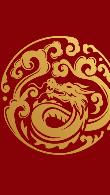 Year of the Dragon, Chinese New Year, Red background, 5K