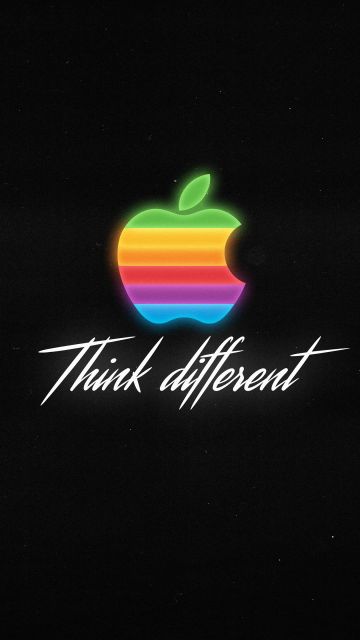 Think different, Apple logo, Colorful, Black background