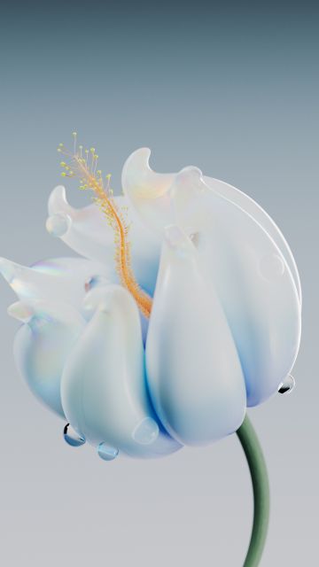 Blue flower, Digital illustration, Digital flower, 5K, Blue aesthetic