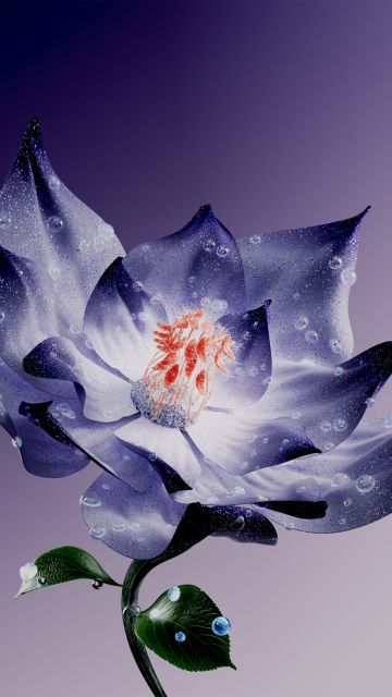 Lotus flower, Digital Art, Purple Flower, Water Lily, Digital flower, 5K, Purple background, Purple aesthetic