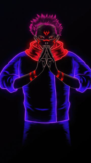 Sukuna, AMOLED, 5K, Black background, Jujutsu Kaisen