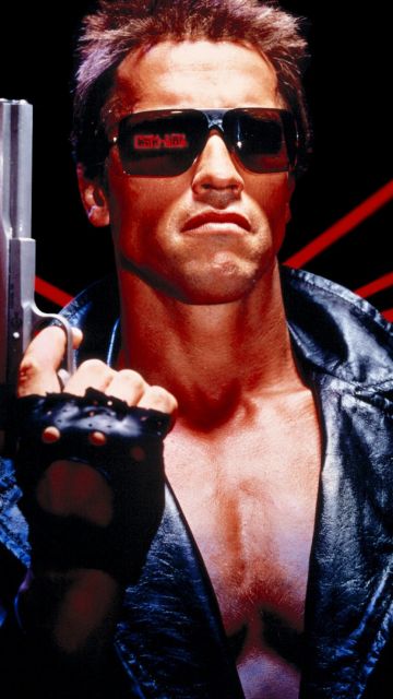 The Terminator, Arnold Schwarzenegger, 5K, Black background