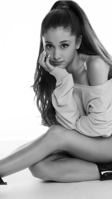 Ariana Grande, Black and White, Monochrome, 5K, 8K