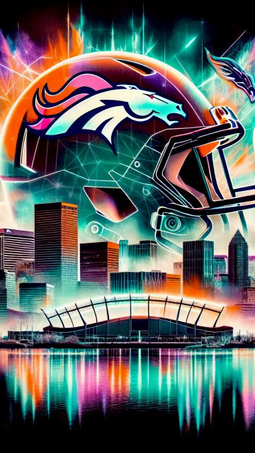 Denver Broncos, American football team, NFL team, Dark background, AI art