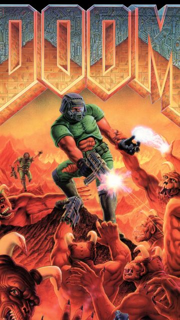 Doom, Cover Art, Black background, 5K