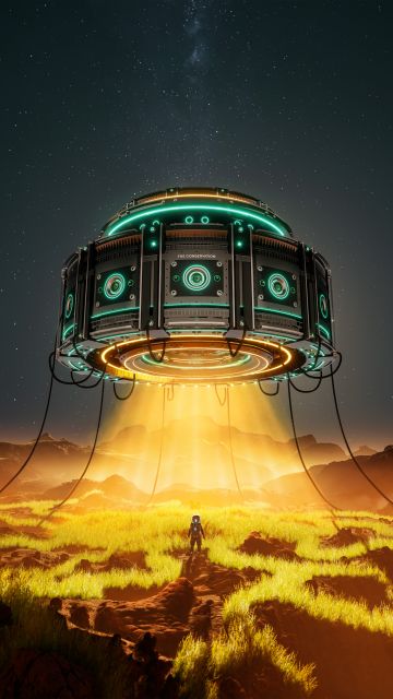 Alien, UFO, Astronaut, Earth, Digital Art