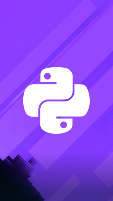 Python, Logo, Purple background, Programming language