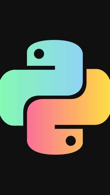 Python, Logo, Dark background, Programming language