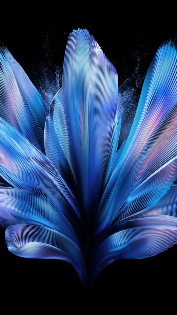Vivo X Fold, Blue abstract, Black background, 5K, AMOLED