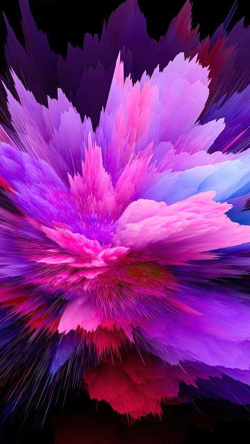 Color burst, Purple abstract, Xiaomi, Stock, 5K, Black background