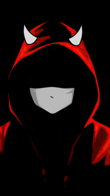 Devil, Hooded Man, Mask, Black background, AMOLED, Hoodie