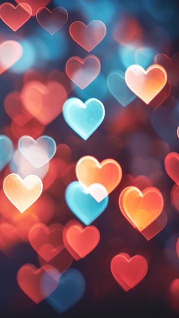 Bokeh Background, Love hearts, Valentine, 5K, AI art