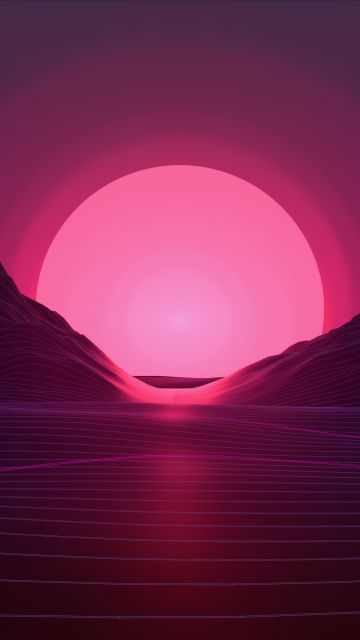 Neon, Sunset, Pink aesthetic, RetroWave art, Synthwave