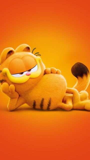 The Garfield Movie, 5K, 2024 Movies, Orange background