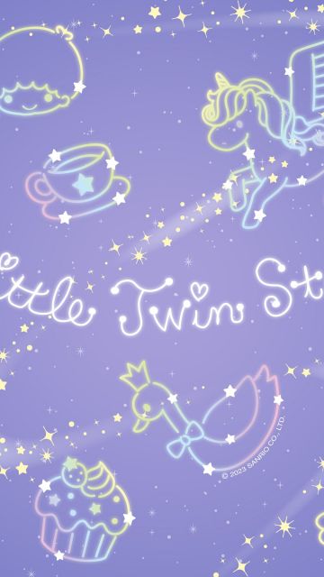 Little Twin Stars, Pastel blue, Kiki and Lala, Cartoon, Sanrio, Blue background, Unicorn