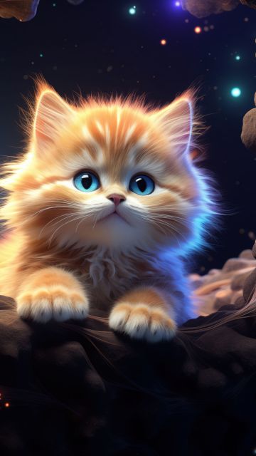 Cute Kitten, AI art, Glowing, 5K