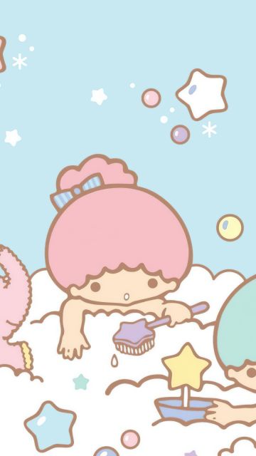 Little Twin Stars, Playing, Pastel, Aesthetic, Kiki and Lala, Cartoon, Sanrio