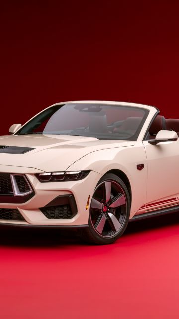 Ford Mustang GT Convertible, 8K, Anniversary Edition, 2025, 5K, Red background