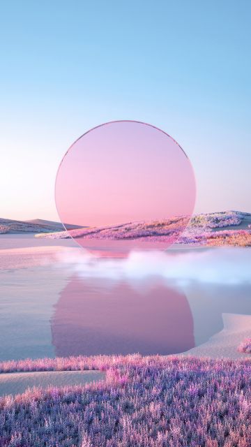 Pink aesthetic, Sunset, Landscape, Lake, Purple aesthetic, Body of Water, 5K
