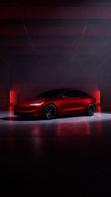 Tesla Model 3, Performance car, Red aesthetic, Red cars