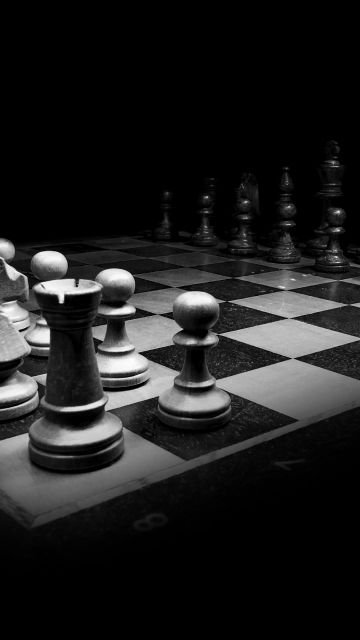 Chessboard, Black and White, Chess pieces, Monochrome, King (Chess), Knight (Chess), Pawn (Chess), Rook (Chess), Bishop (Chess), 5K